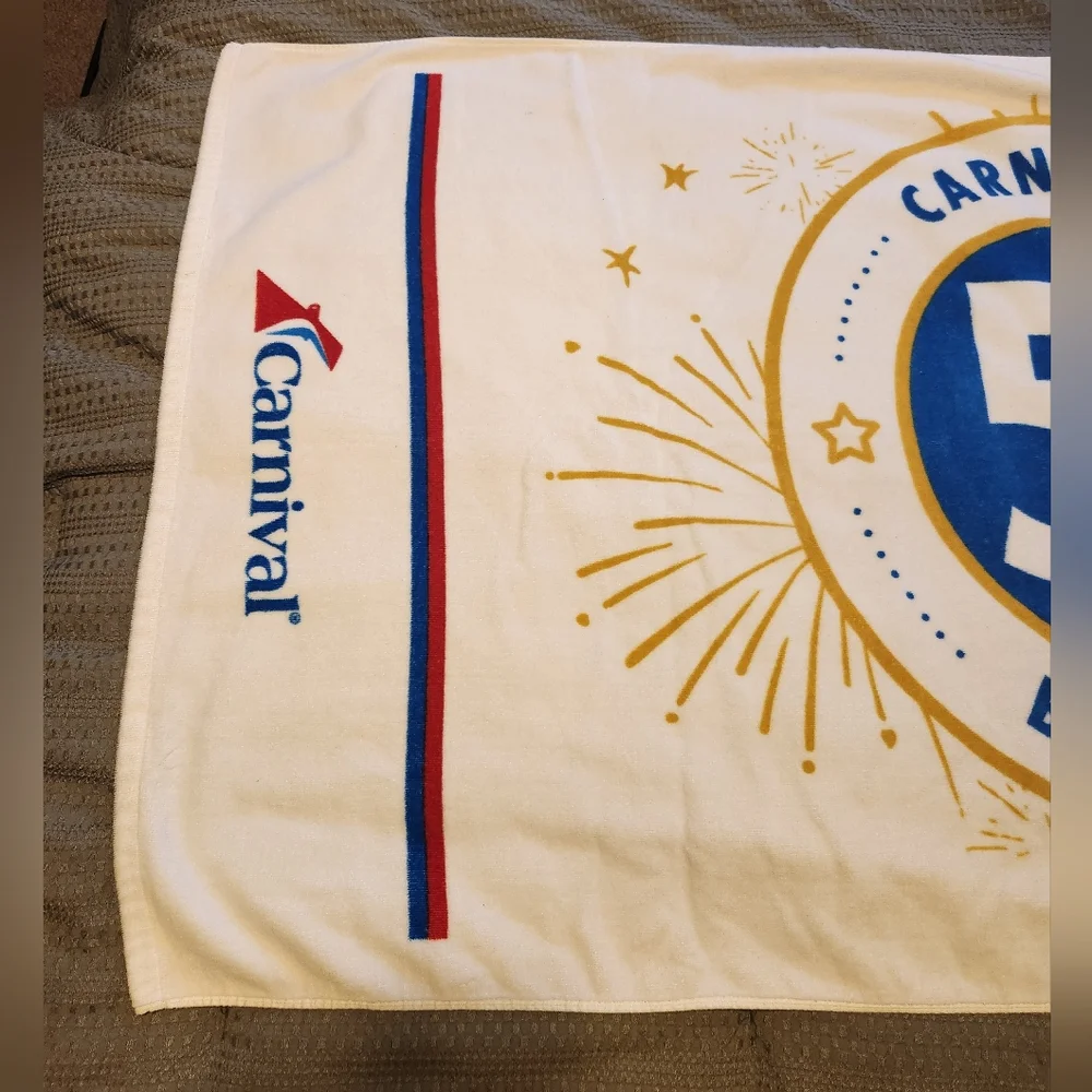 Carnival Cruise Lines 50th Birthday Anniversary Souvenir Beach Towel 29”x 58”